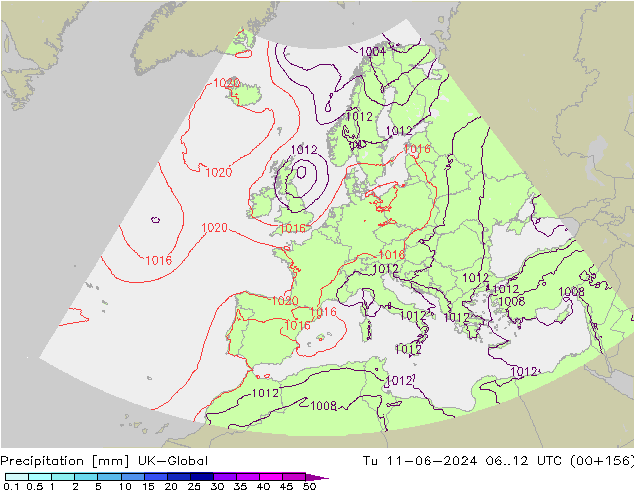 Précipitation UK-Global mar 11.06.2024 12 UTC