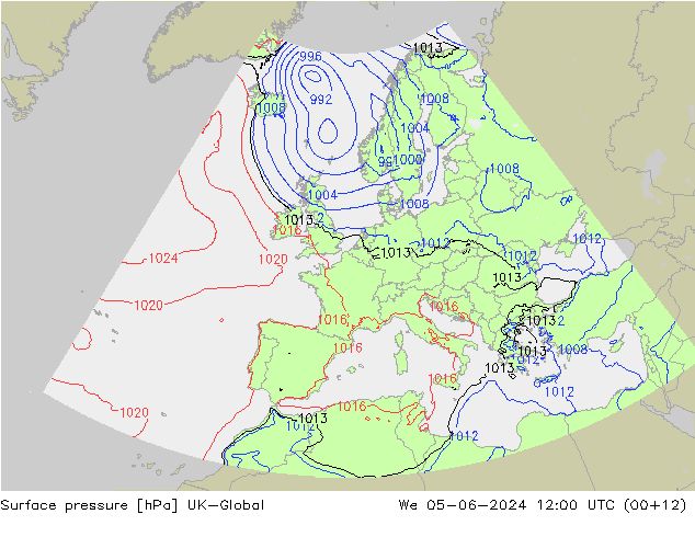 地面气压 UK-Global 星期三 05.06.2024 12 UTC