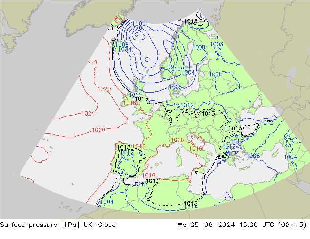 pressão do solo UK-Global Qua 05.06.2024 15 UTC