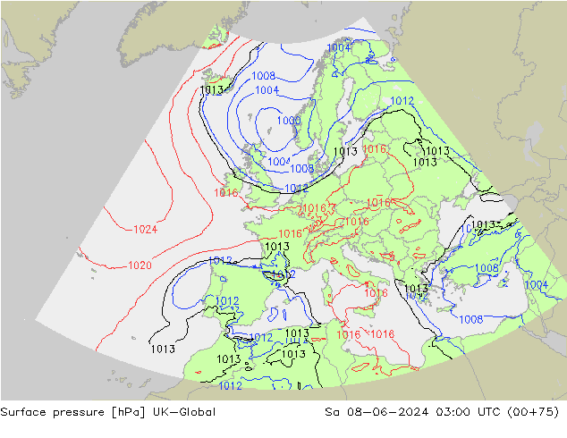 Luchtdruk (Grond) UK-Global za 08.06.2024 03 UTC