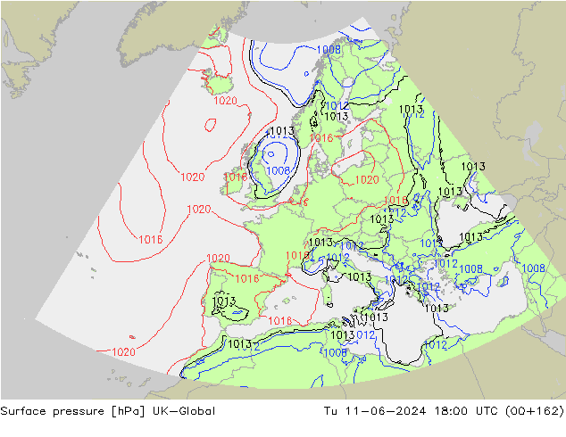 приземное давление UK-Global вт 11.06.2024 18 UTC