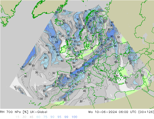 RH 700 hPa UK-Global lun 10.06.2024 06 UTC