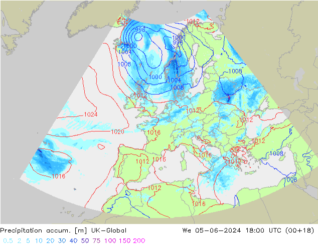 Precipitation accum. UK-Global mer 05.06.2024 18 UTC