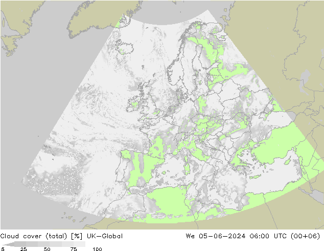 Cloud cover (total) UK-Global St 05.06.2024 06 UTC