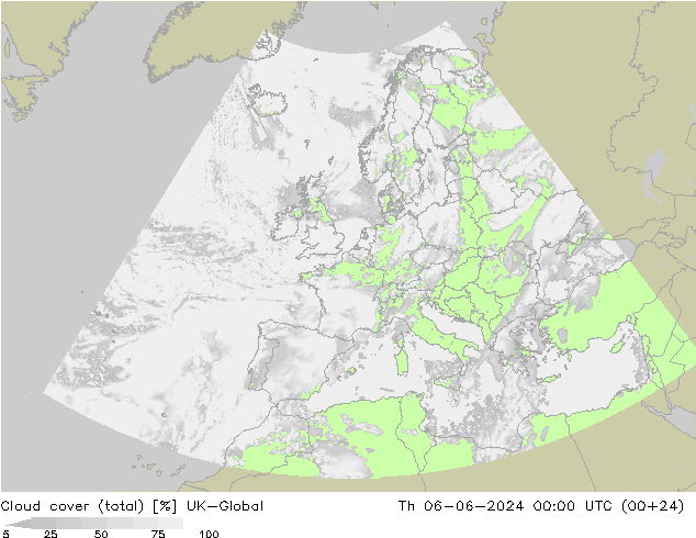 Nubes (total) UK-Global jue 06.06.2024 00 UTC