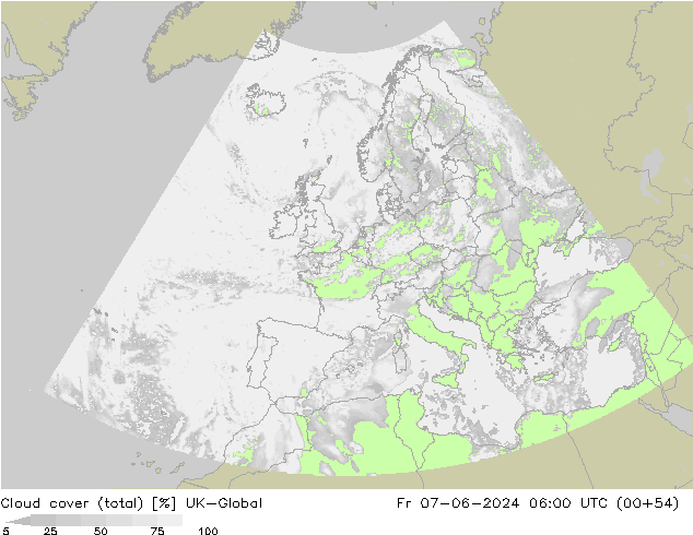 Wolken (gesamt) UK-Global Fr 07.06.2024 06 UTC