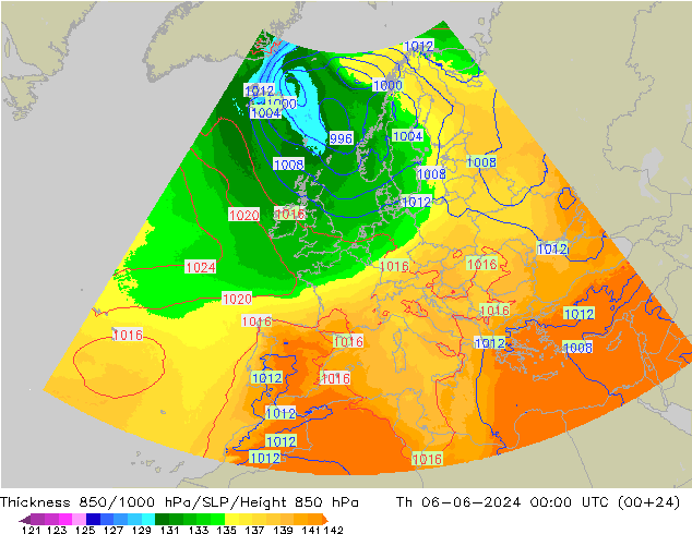 Thck 850-1000 hPa UK-Global Th 06.06.2024 00 UTC