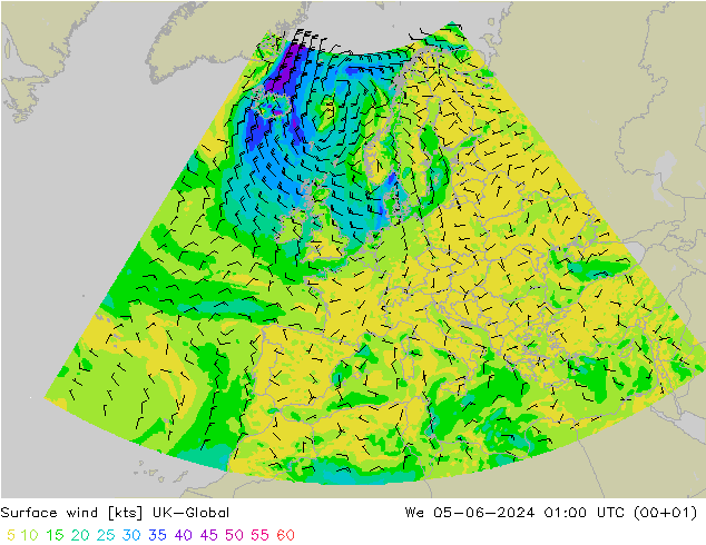 Wind 10 m UK-Global wo 05.06.2024 01 UTC