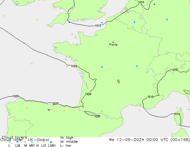 Wolkenschichten UK-Global Mi 12.06.2024 00 UTC
