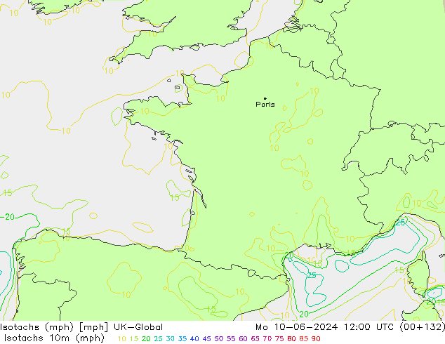 Isotachen (mph) UK-Global Mo 10.06.2024 12 UTC