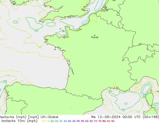 Isotachen (mph) UK-Global Mi 12.06.2024 00 UTC