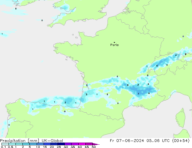 Precipitation UK-Global Fr 07.06.2024 06 UTC