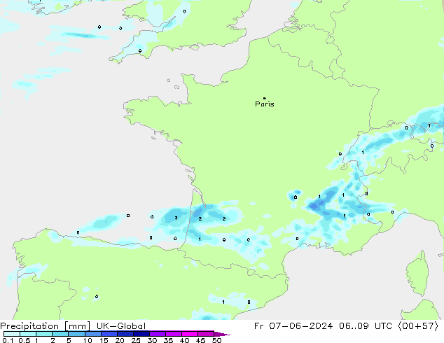 Precipitation UK-Global Fr 07.06.2024 09 UTC
