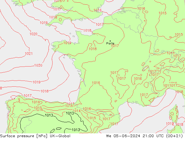 Surface pressure UK-Global We 05.06.2024 21 UTC