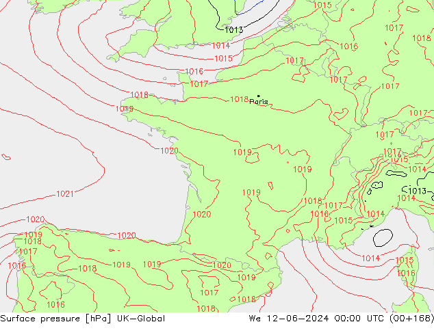 Surface pressure UK-Global We 12.06.2024 00 UTC