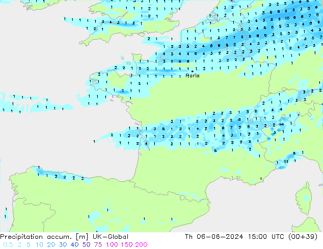 Precipitation accum. UK-Global Th 06.06.2024 15 UTC