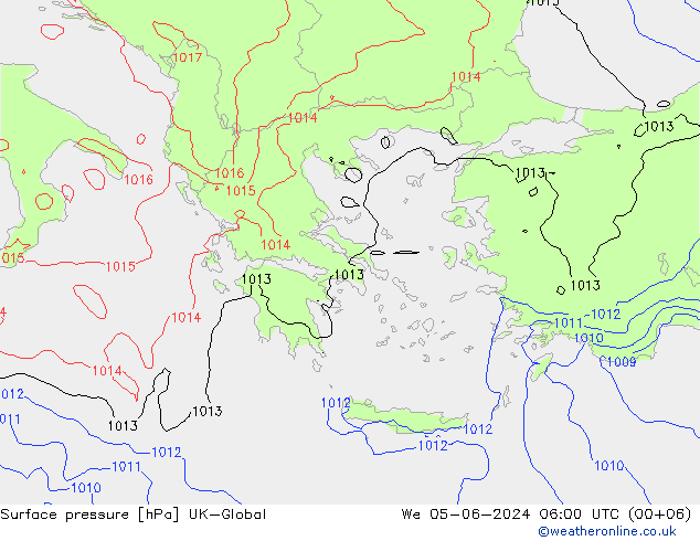 Surface pressure UK-Global We 05.06.2024 06 UTC