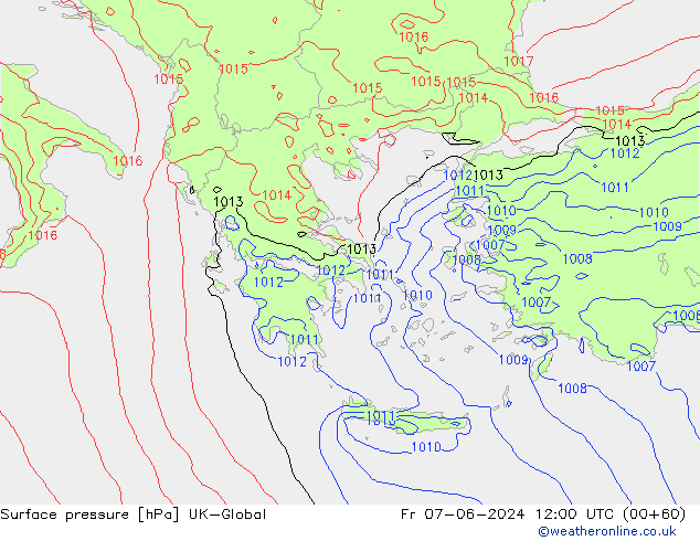 Surface pressure UK-Global Fr 07.06.2024 12 UTC