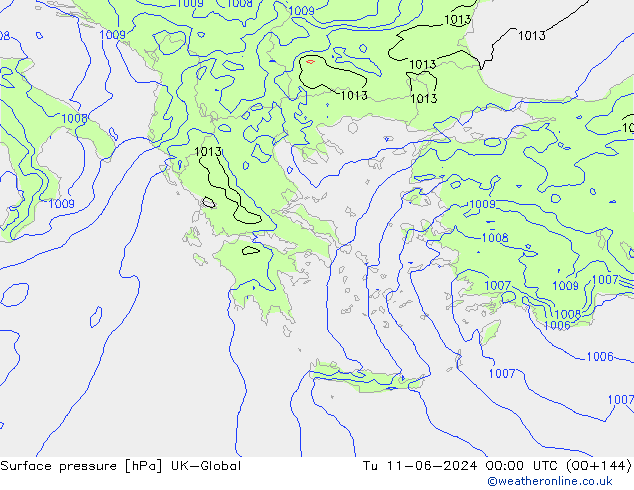 Luchtdruk (Grond) UK-Global di 11.06.2024 00 UTC