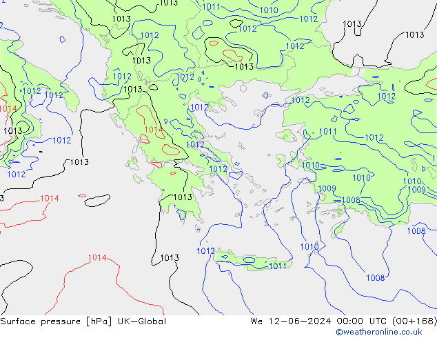 Surface pressure UK-Global We 12.06.2024 00 UTC