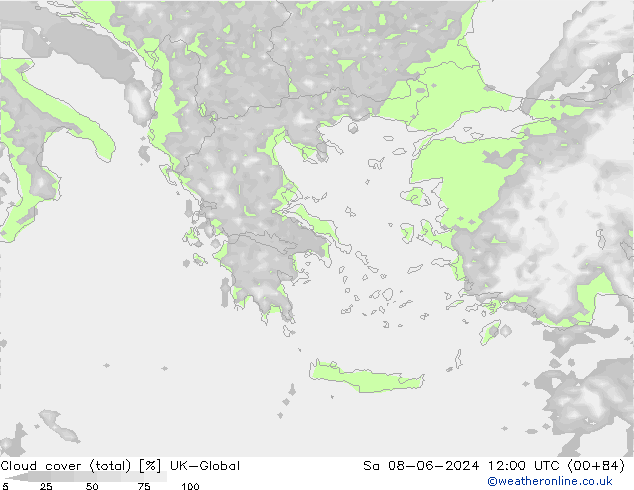 Nuages (total) UK-Global sam 08.06.2024 12 UTC