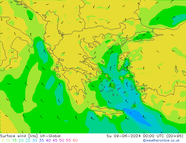 Vent 10 m UK-Global dim 09.06.2024 00 UTC