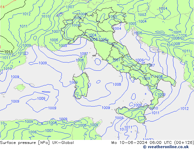 pressão do solo UK-Global Seg 10.06.2024 06 UTC