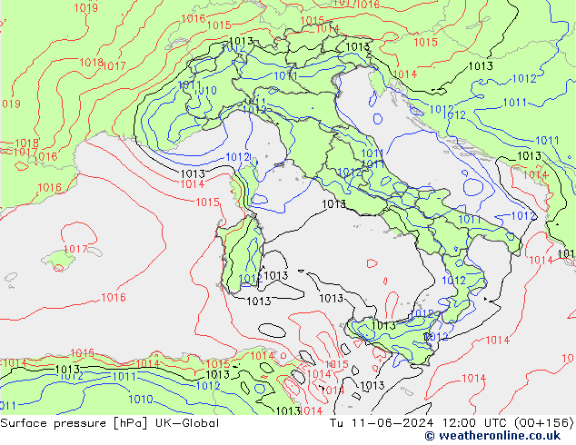 приземное давление UK-Global вт 11.06.2024 12 UTC