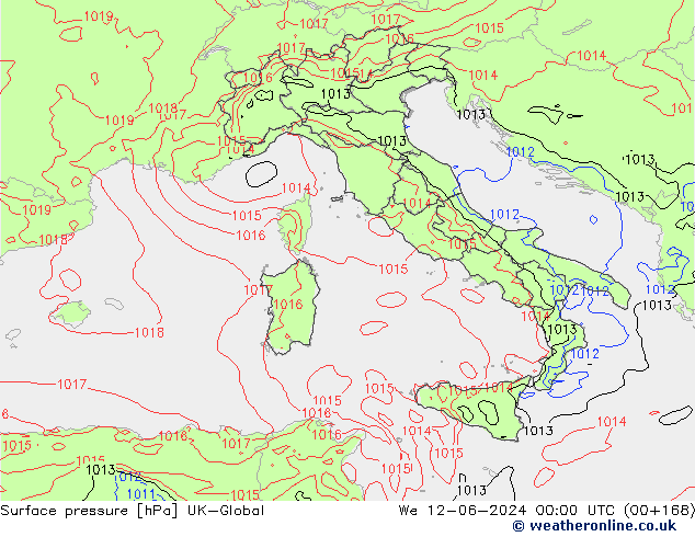 Surface pressure UK-Global We 12.06.2024 00 UTC