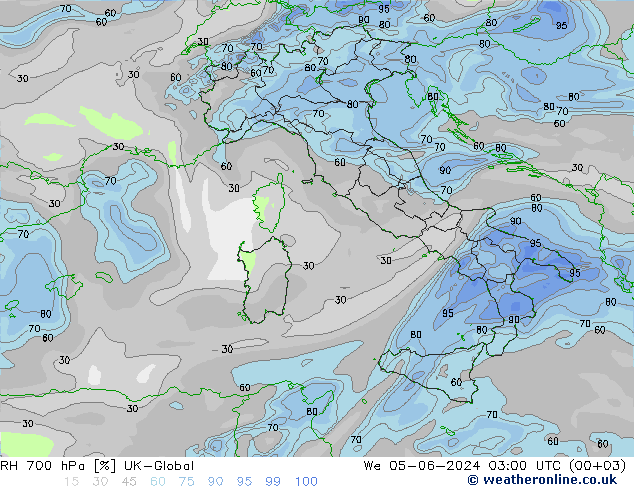 RH 700 hPa UK-Global We 05.06.2024 03 UTC