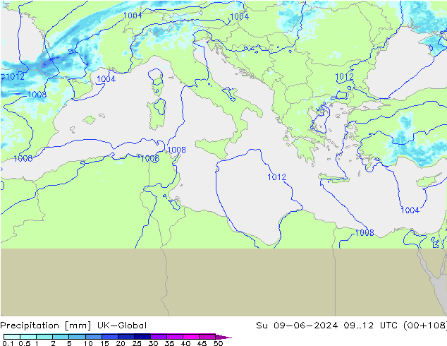 Srážky UK-Global Ne 09.06.2024 12 UTC