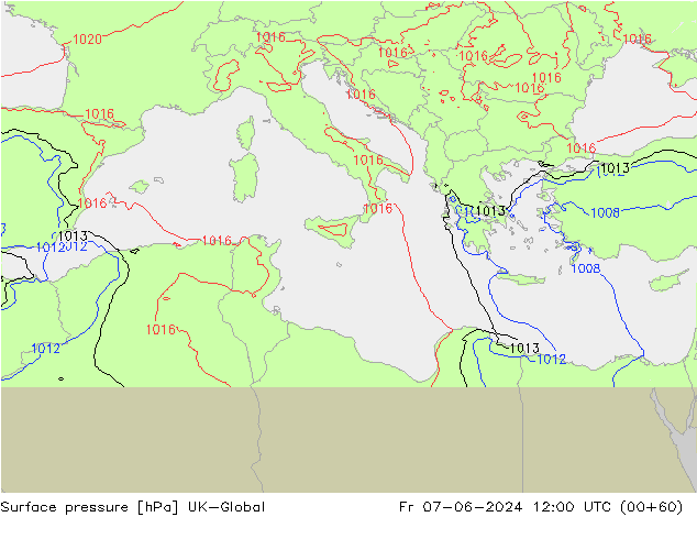 Surface pressure UK-Global Fr 07.06.2024 12 UTC