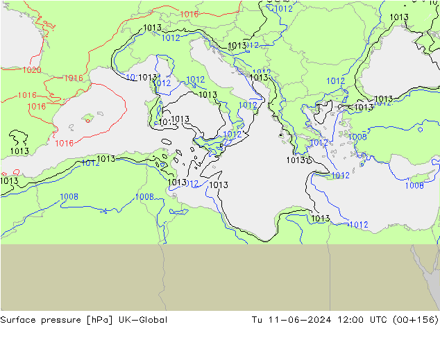 приземное давление UK-Global вт 11.06.2024 12 UTC