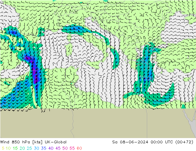 Wind 850 hPa UK-Global Sa 08.06.2024 00 UTC