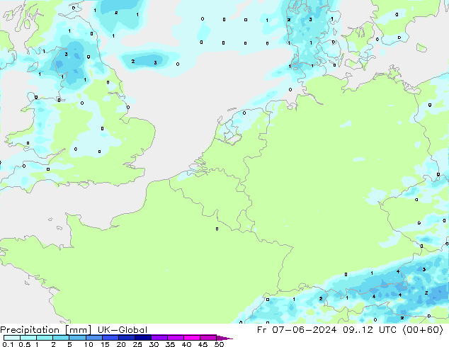 Srážky UK-Global Pá 07.06.2024 12 UTC