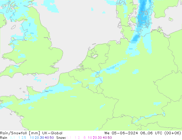 Rain/Snowfall UK-Global 星期三 05.06.2024 06 UTC