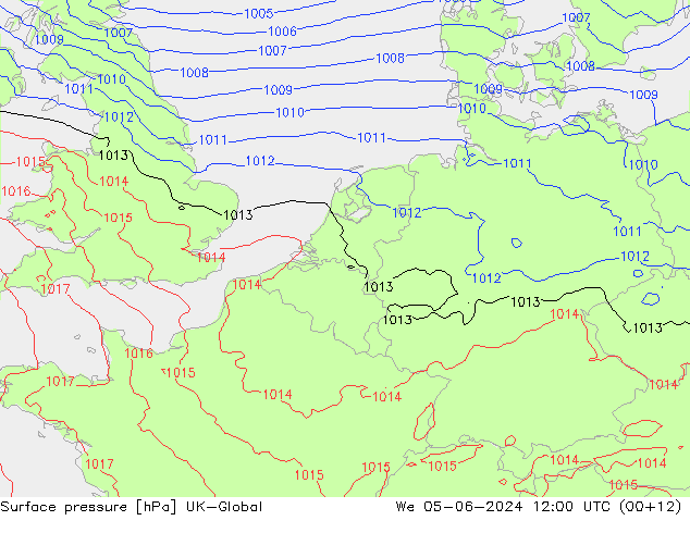 Presión superficial UK-Global mié 05.06.2024 12 UTC