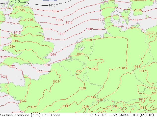 Surface pressure UK-Global Fr 07.06.2024 00 UTC