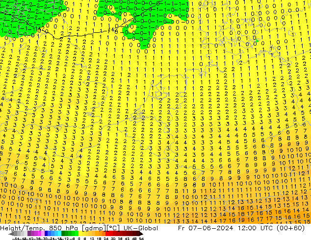 Height/Temp. 850 hPa UK-Global pt. 07.06.2024 12 UTC