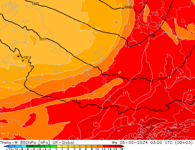 Theta-W 850hPa UK-Global St 05.06.2024 03 UTC