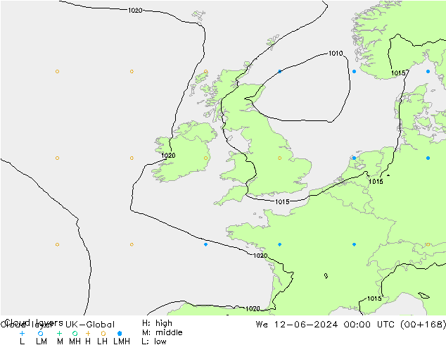 Cloud layer UK-Global We 12.06.2024 00 UTC