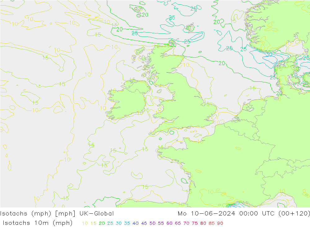 Isotachs (mph) UK-Global lun 10.06.2024 00 UTC