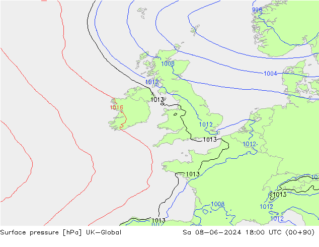 Surface pressure UK-Global Sa 08.06.2024 18 UTC