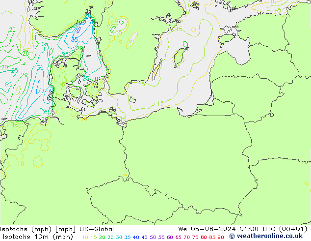 Isotachs (mph) UK-Global mer 05.06.2024 01 UTC
