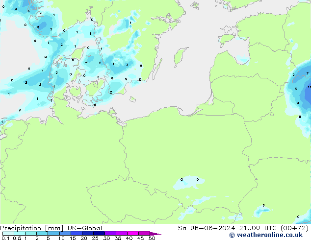 Srážky UK-Global So 08.06.2024 00 UTC