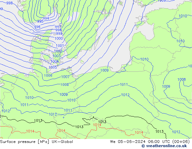 Luchtdruk (Grond) UK-Global wo 05.06.2024 06 UTC