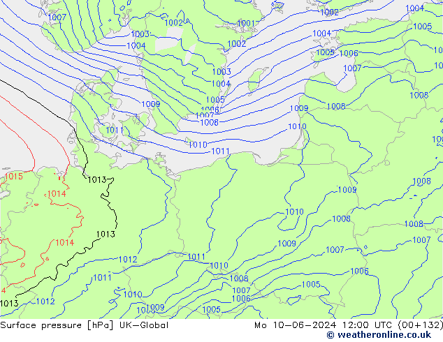 Atmosférický tlak UK-Global Po 10.06.2024 12 UTC