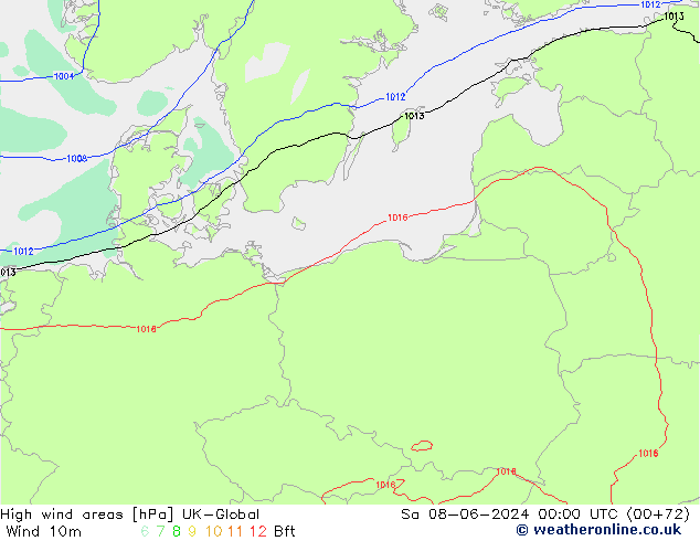 High wind areas UK-Global сб 08.06.2024 00 UTC