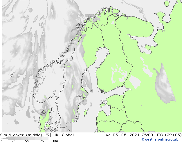 Cloud cover (middle) UK-Global We 05.06.2024 06 UTC