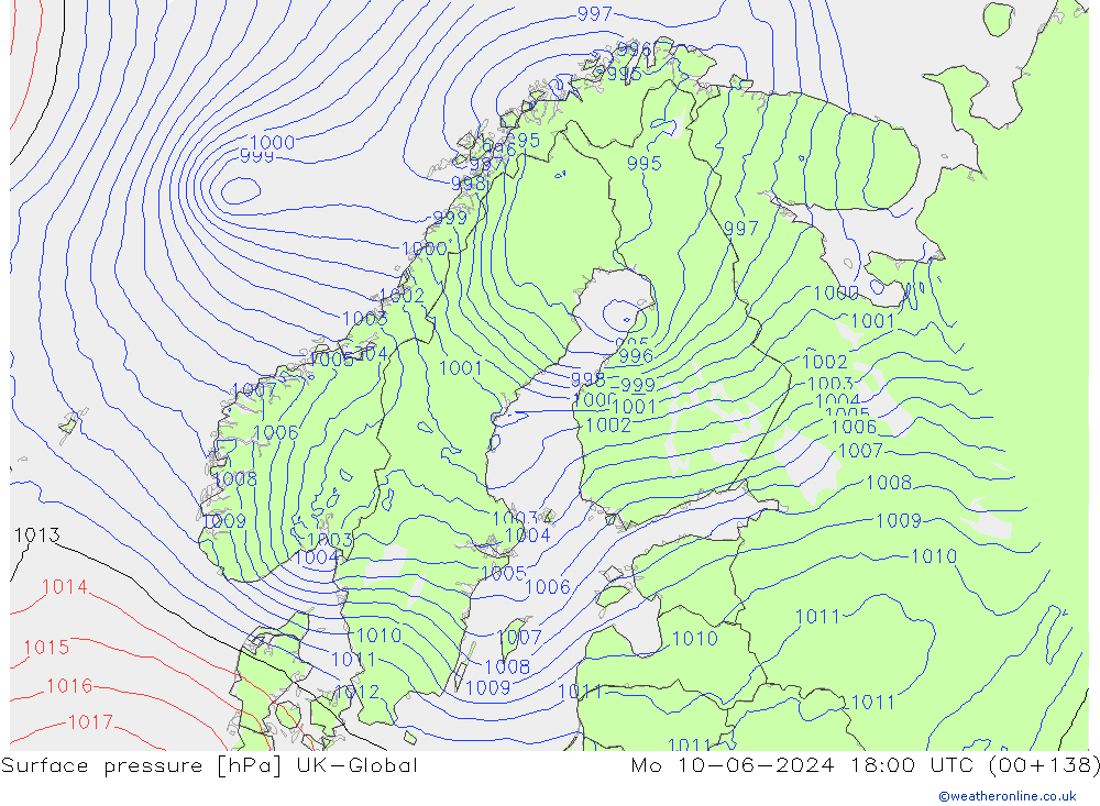 pression de l'air UK-Global lun 10.06.2024 18 UTC